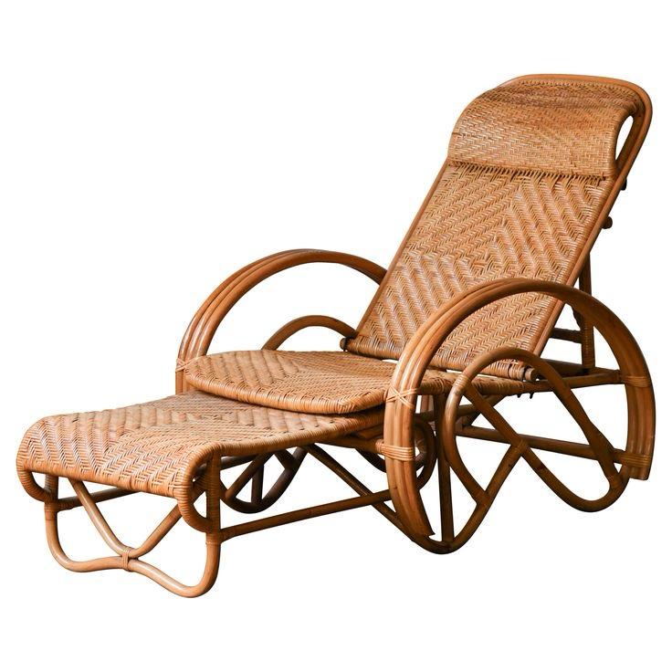 Chaise longue vintage rotin