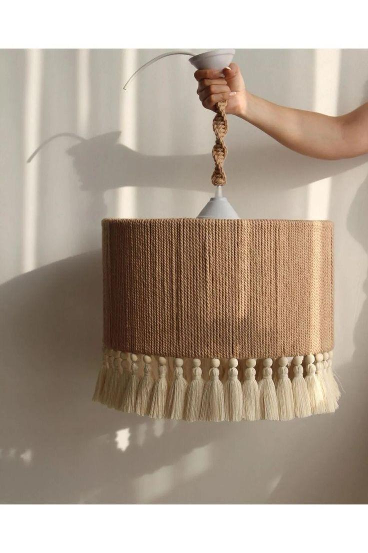 Suspension corde jute decoree